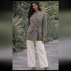 LINI Plaid Double-Breasted Blazer